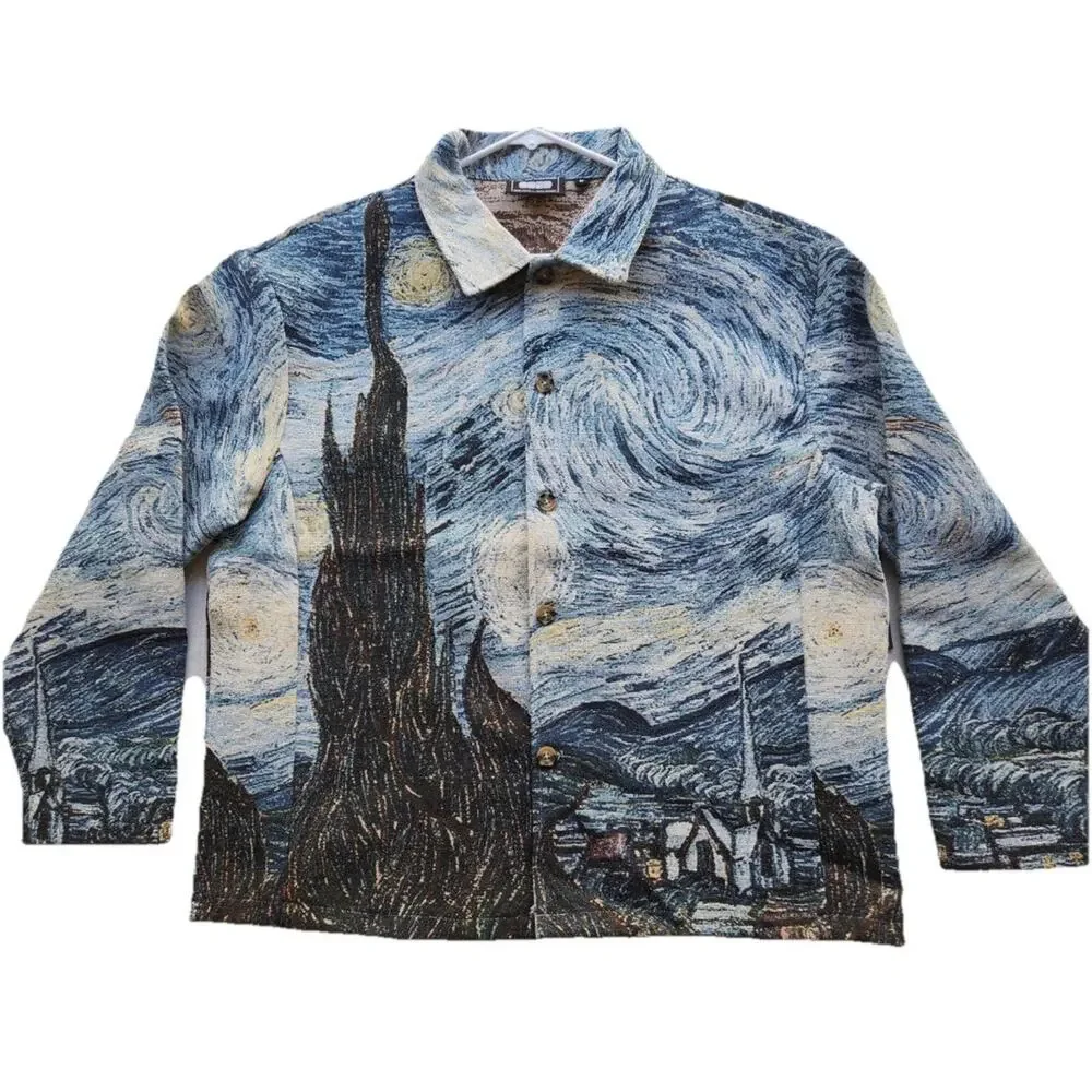 Super Massive Jacket Men’s L Starry Night Van Gogh Tapestry Woven Art Statement - Picture 3 of 7